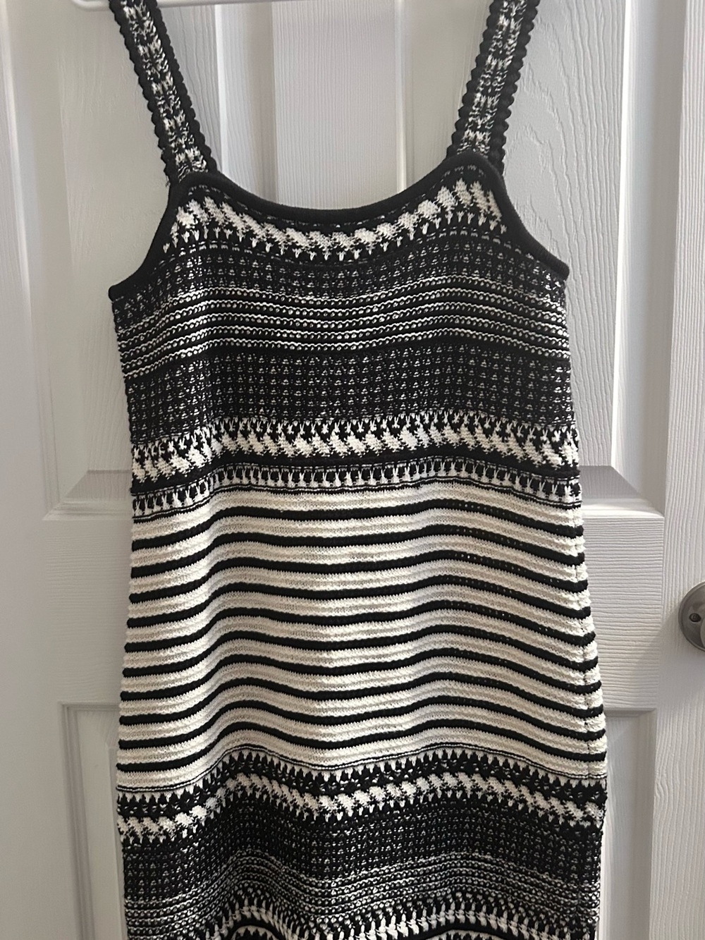 RW&CO. Black & White Striped Knit Midi Dress